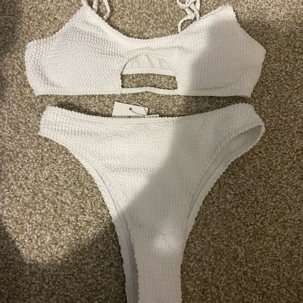 White Textured Bikini Set